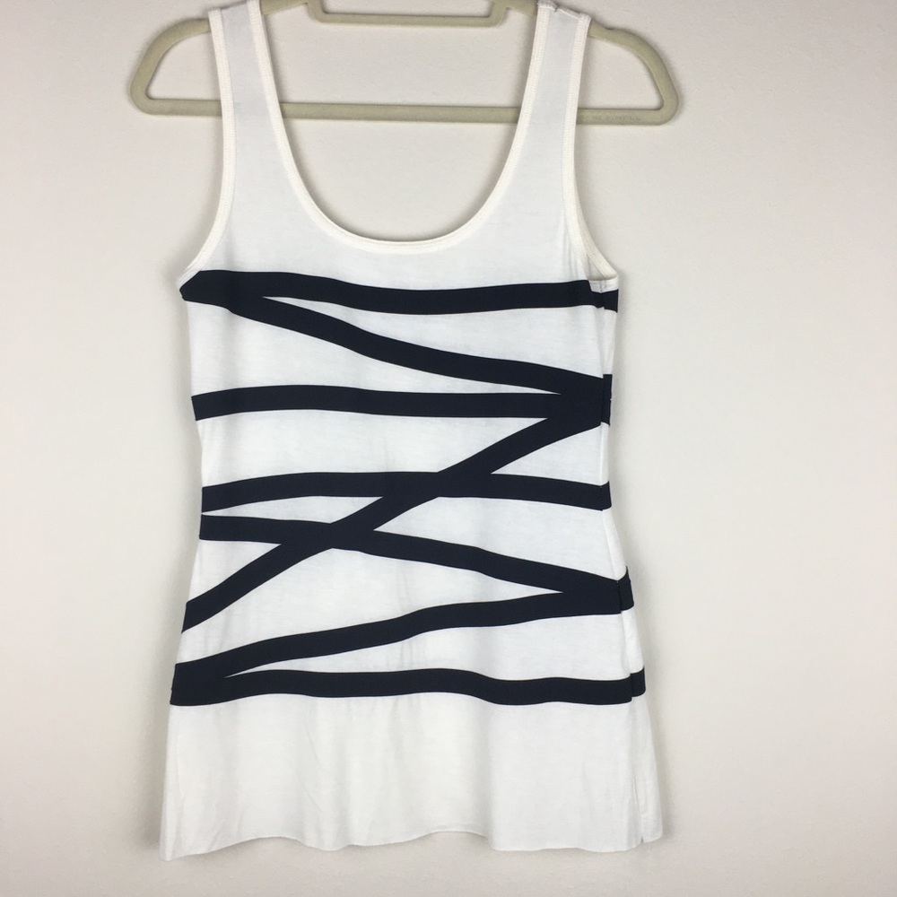White Tank with Black Elastic Band Detail